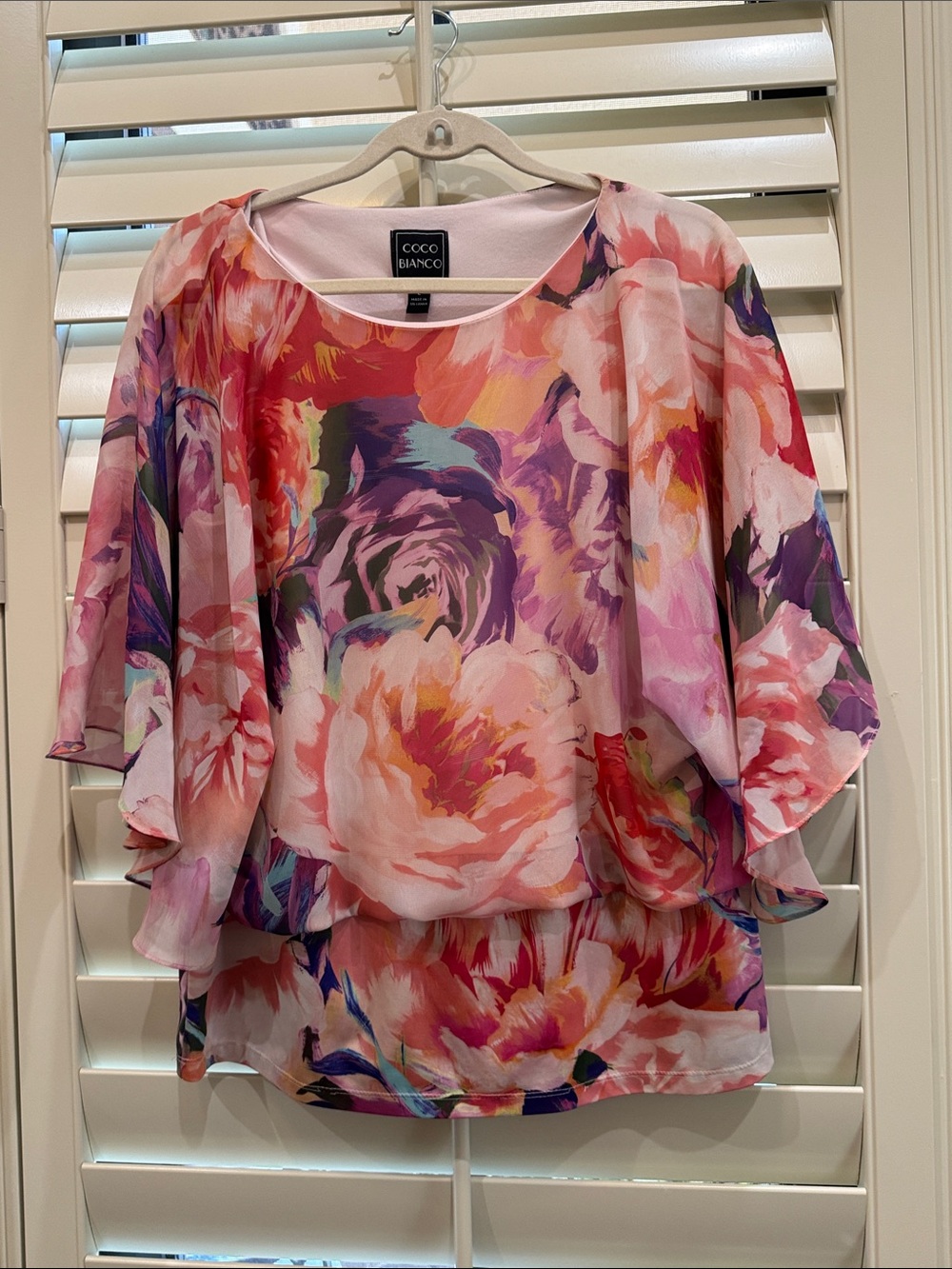 Coco Bianco Floral Pink & Purple Layered Chiffon Blouse
